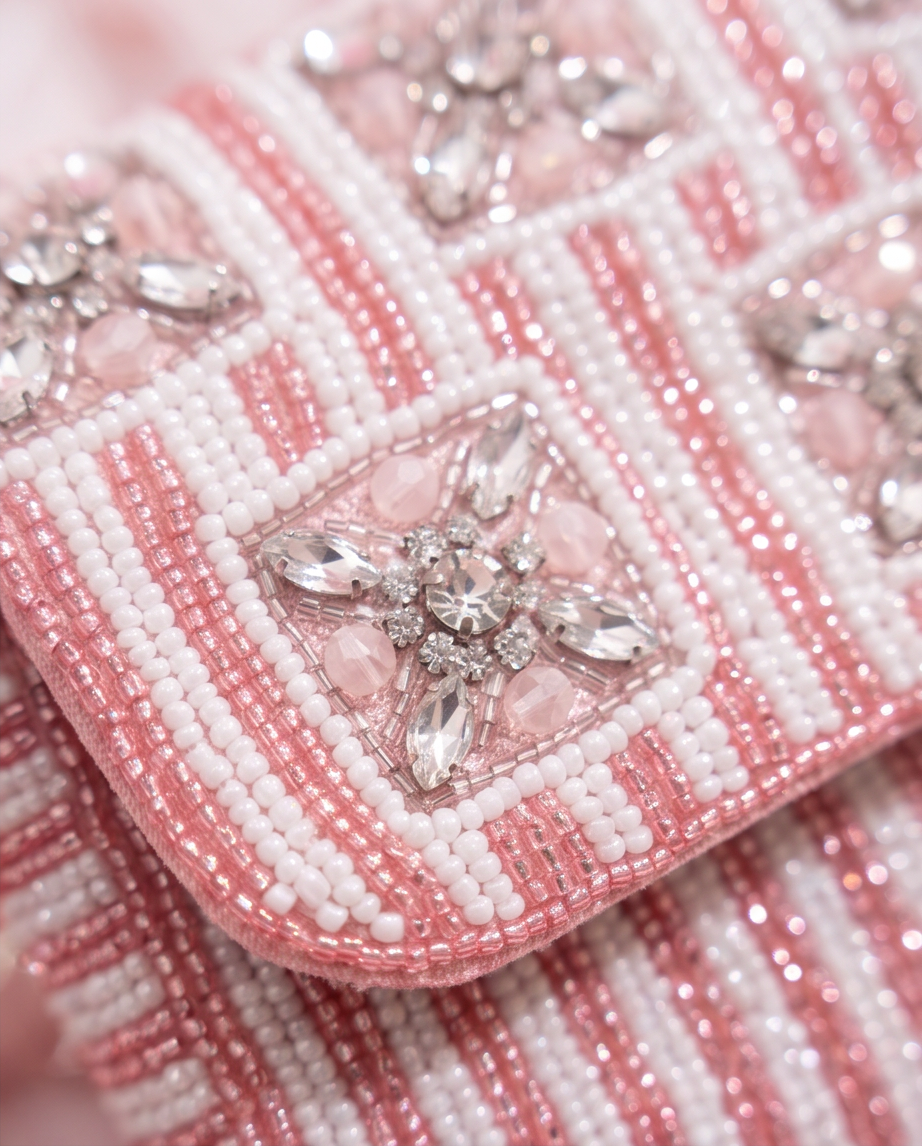 Blush & Sparkle Beaded Shoulder Bag