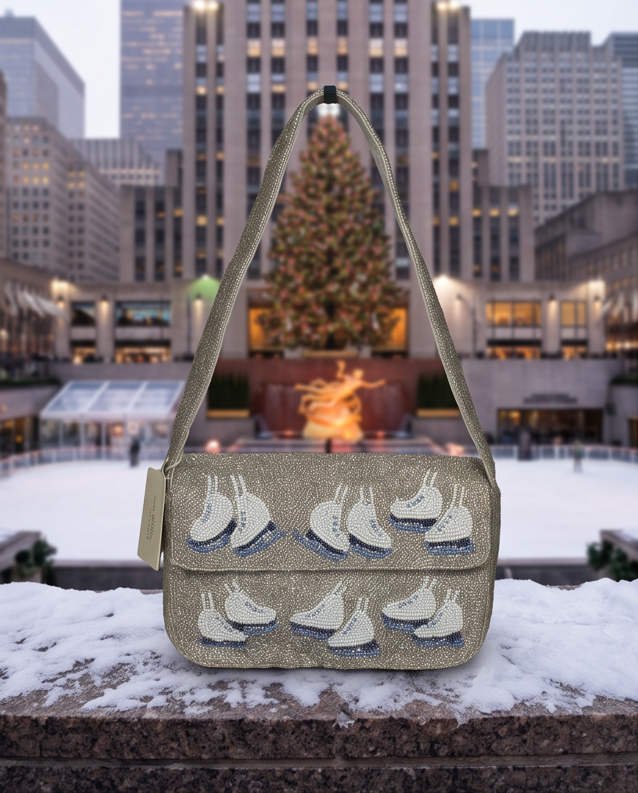 Silver Skates Beaded Shoulder Bag