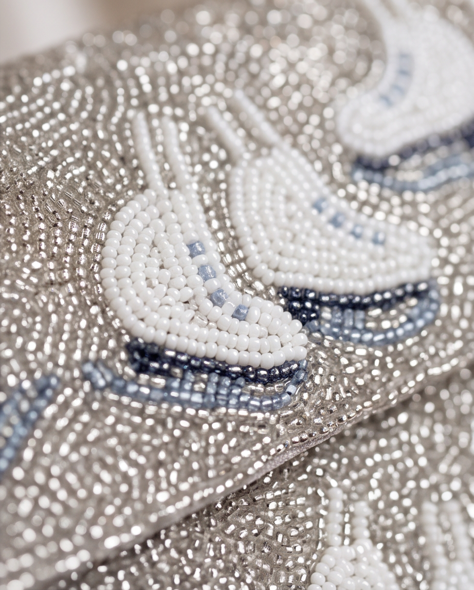 Silver Skates Beaded Shoulder Bag