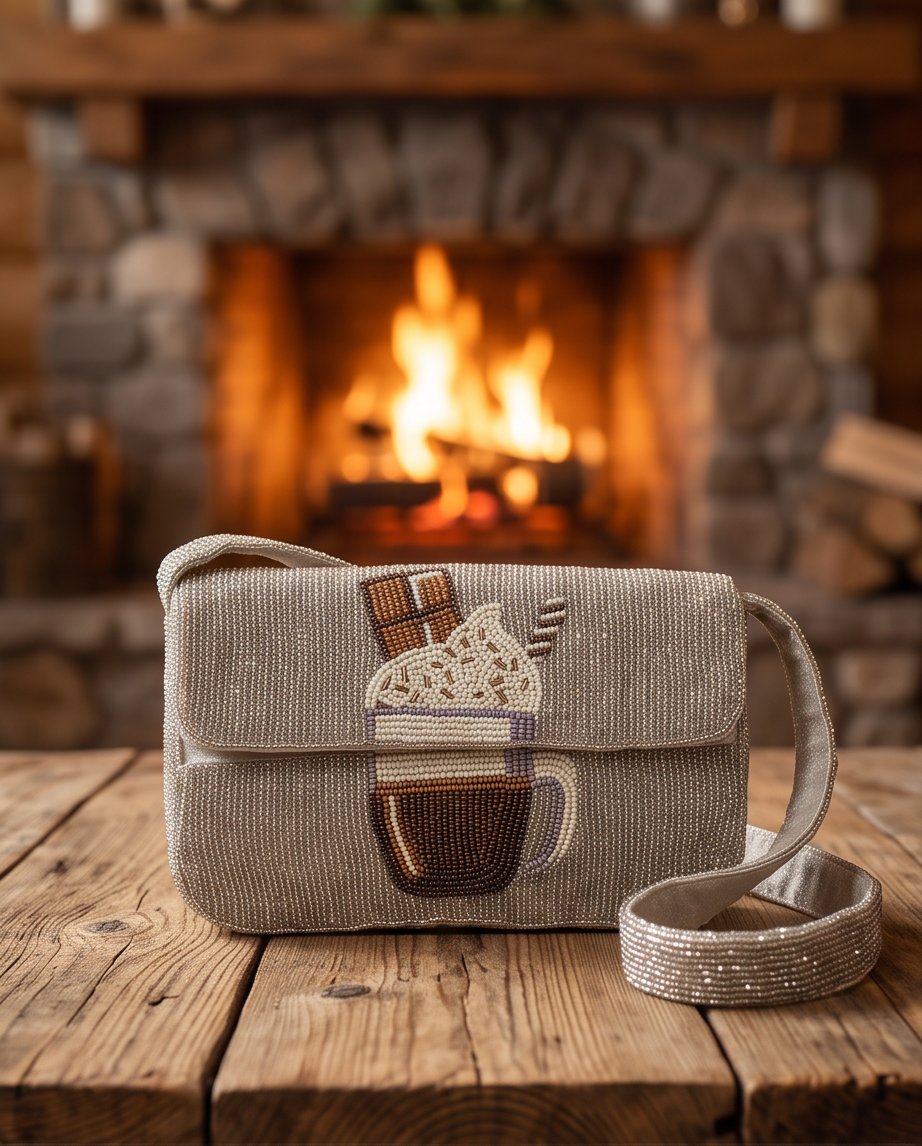 Cozy Cocoa Beaded Shoulder Bag