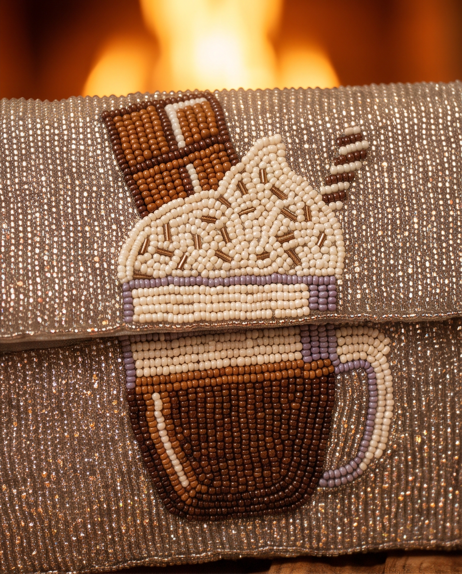 Cozy Cocoa Beaded Shoulder Bag