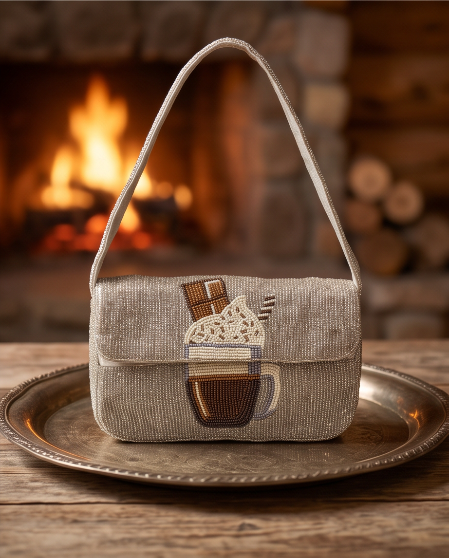 Cozy Cocoa Beaded Shoulder Bag