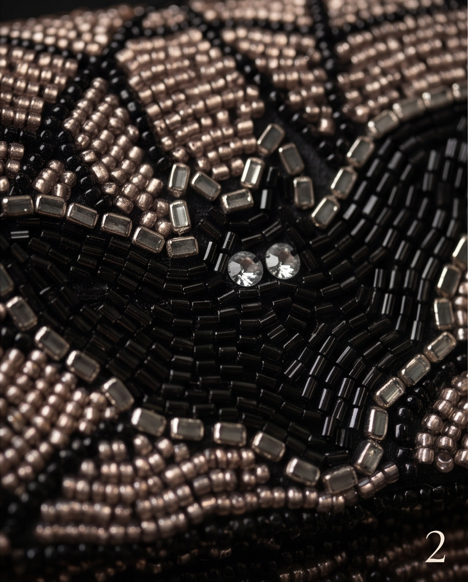 The Midnight Bat Beaded Bag