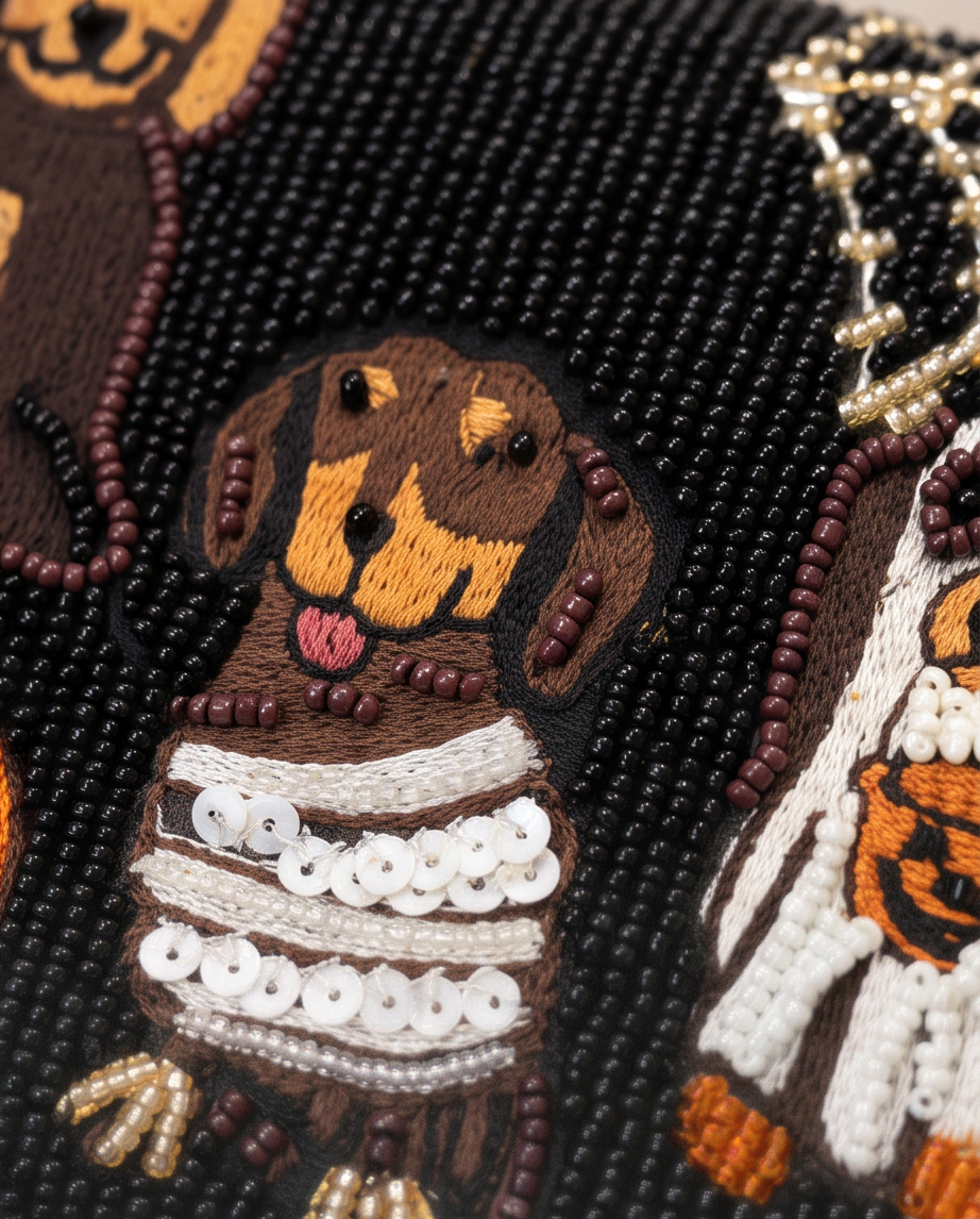 Beaded Halloween Dog Handbag