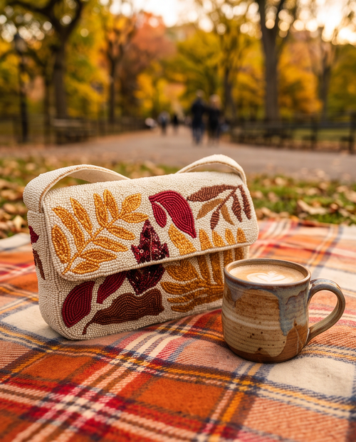 Autumn Harvest Beaded Shoulder Bag