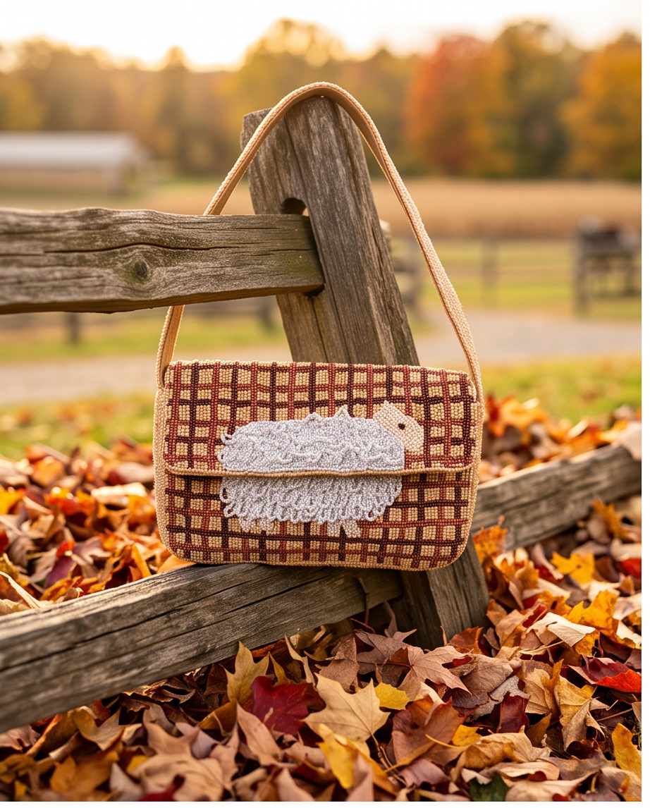 Cozy Sheep Beaded Shoulder Bag