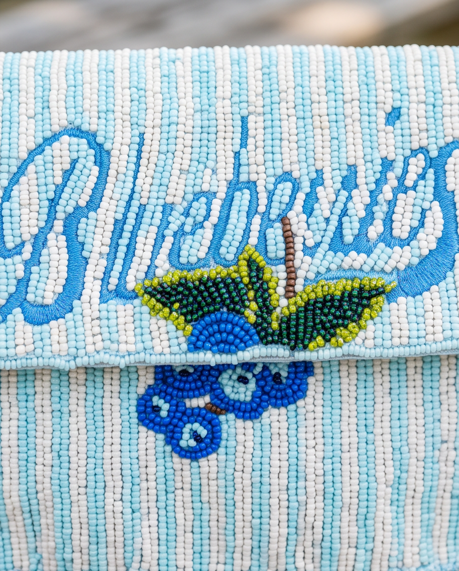 Sol and Mer Blueberries Beaded Shoulder Bag
