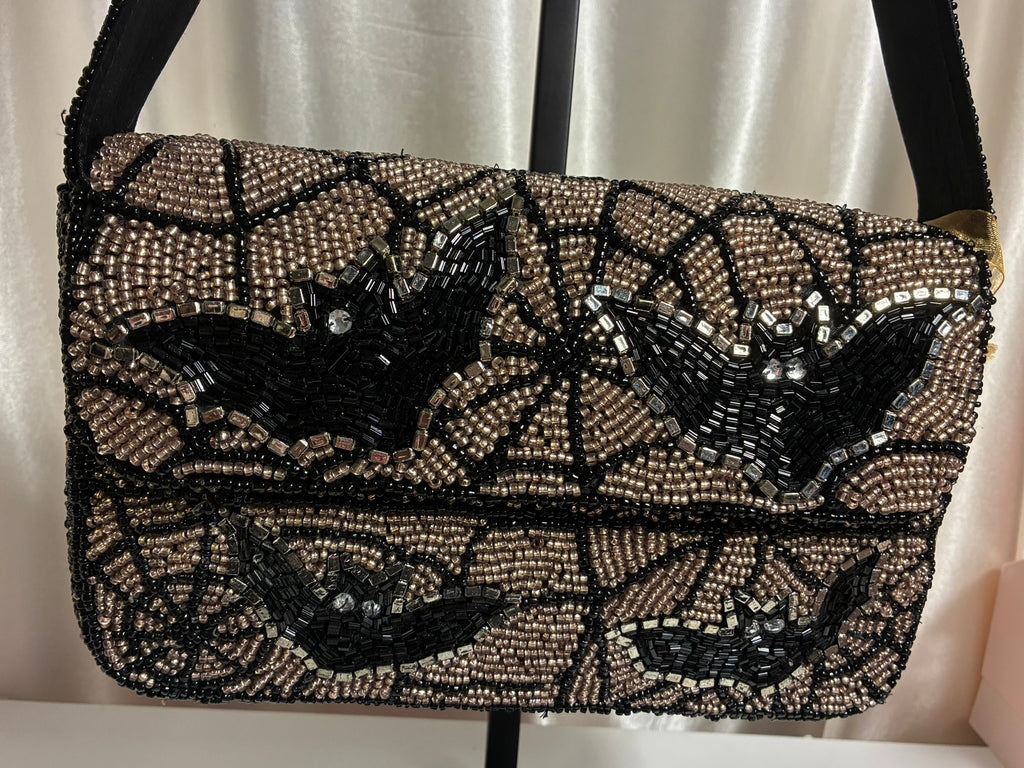 The Midnight Bat Beaded Bag