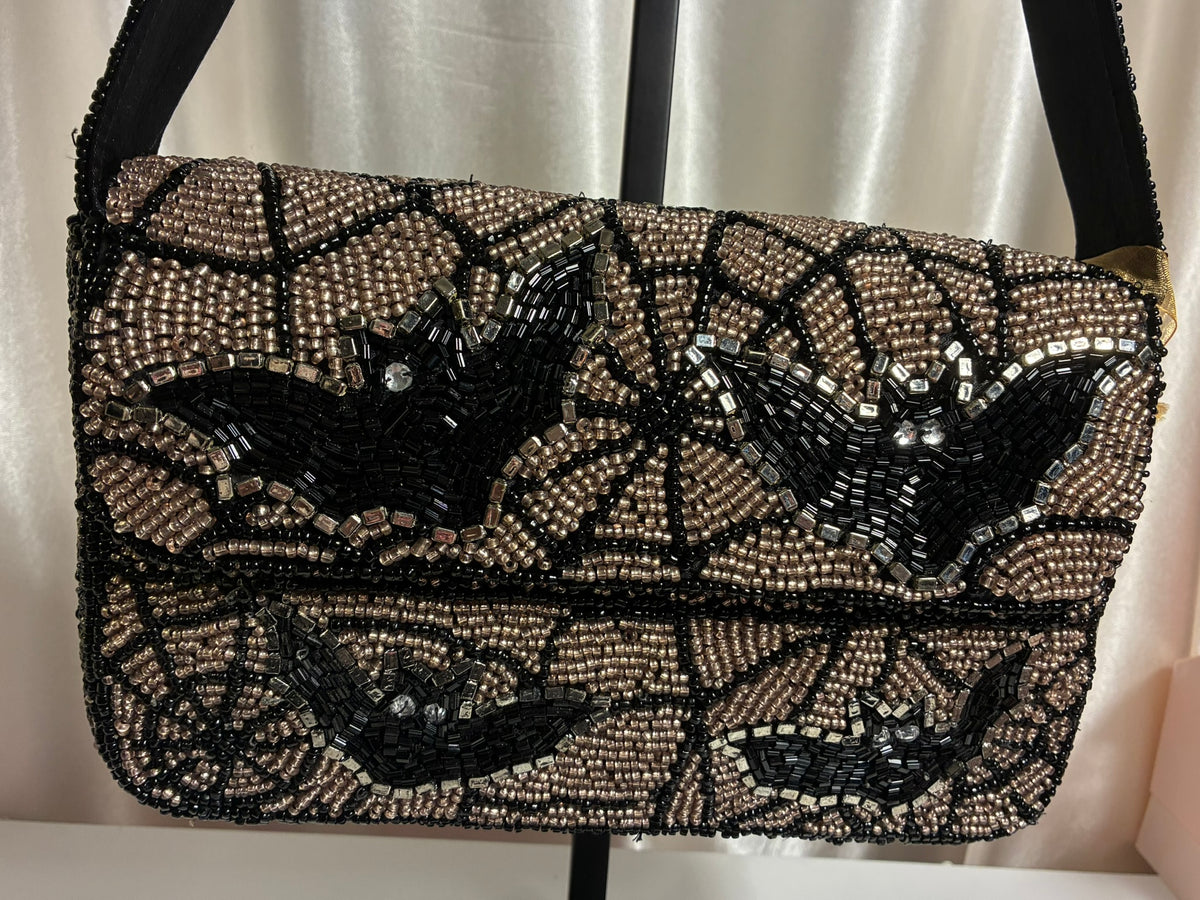 The Midnight Bat Beaded Bag