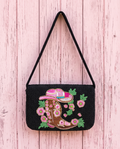 Pink Boots & Wildflowers Beaded Crossbody Bag