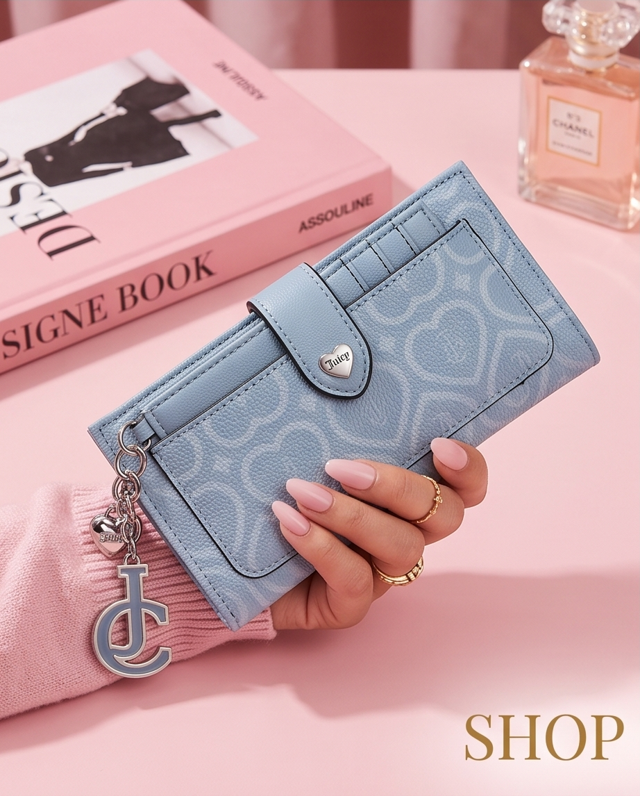 Juicy Couture Heart Monogram Wallet – Dusty Blue