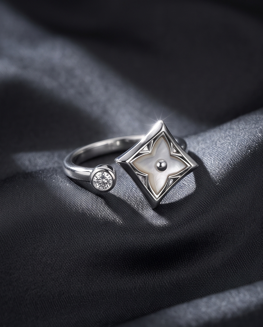 Silver Pink Floral Adjustable Ring | Lux LuLu Inspired Ring