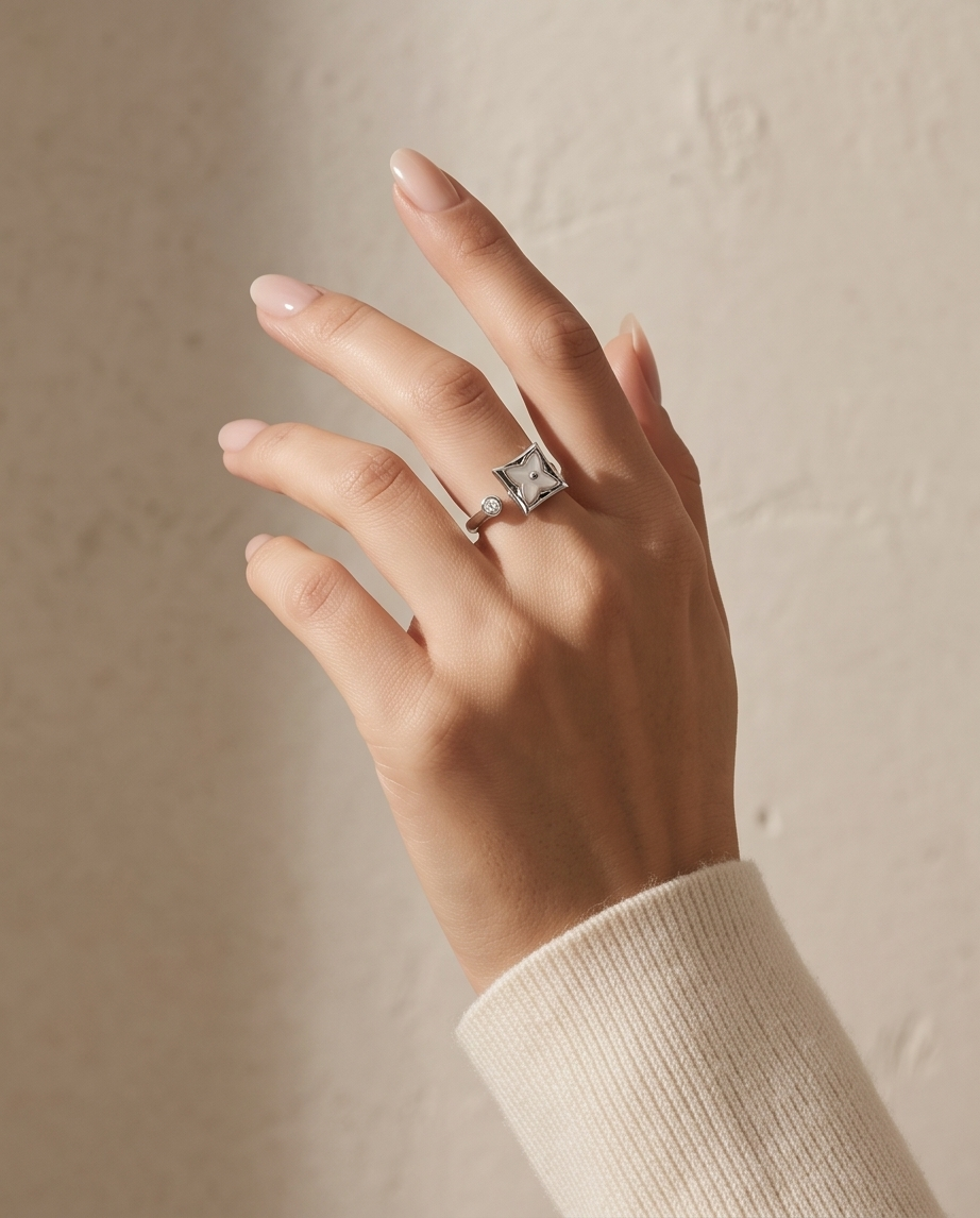 Silver Pink Floral Adjustable Ring | Lux LuLu Inspired Ring