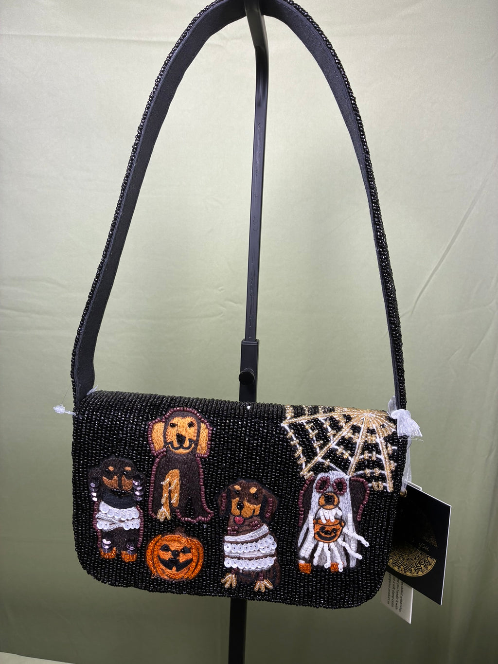 Beaded Halloween Dog Handbag