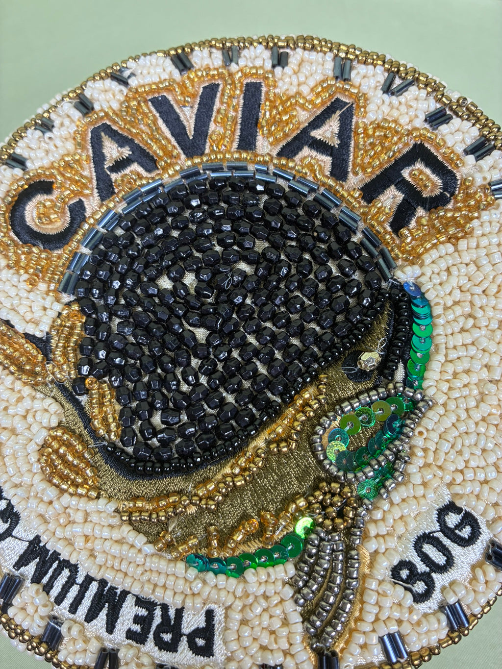 Beaded Caviar Chain Crossbody Bag