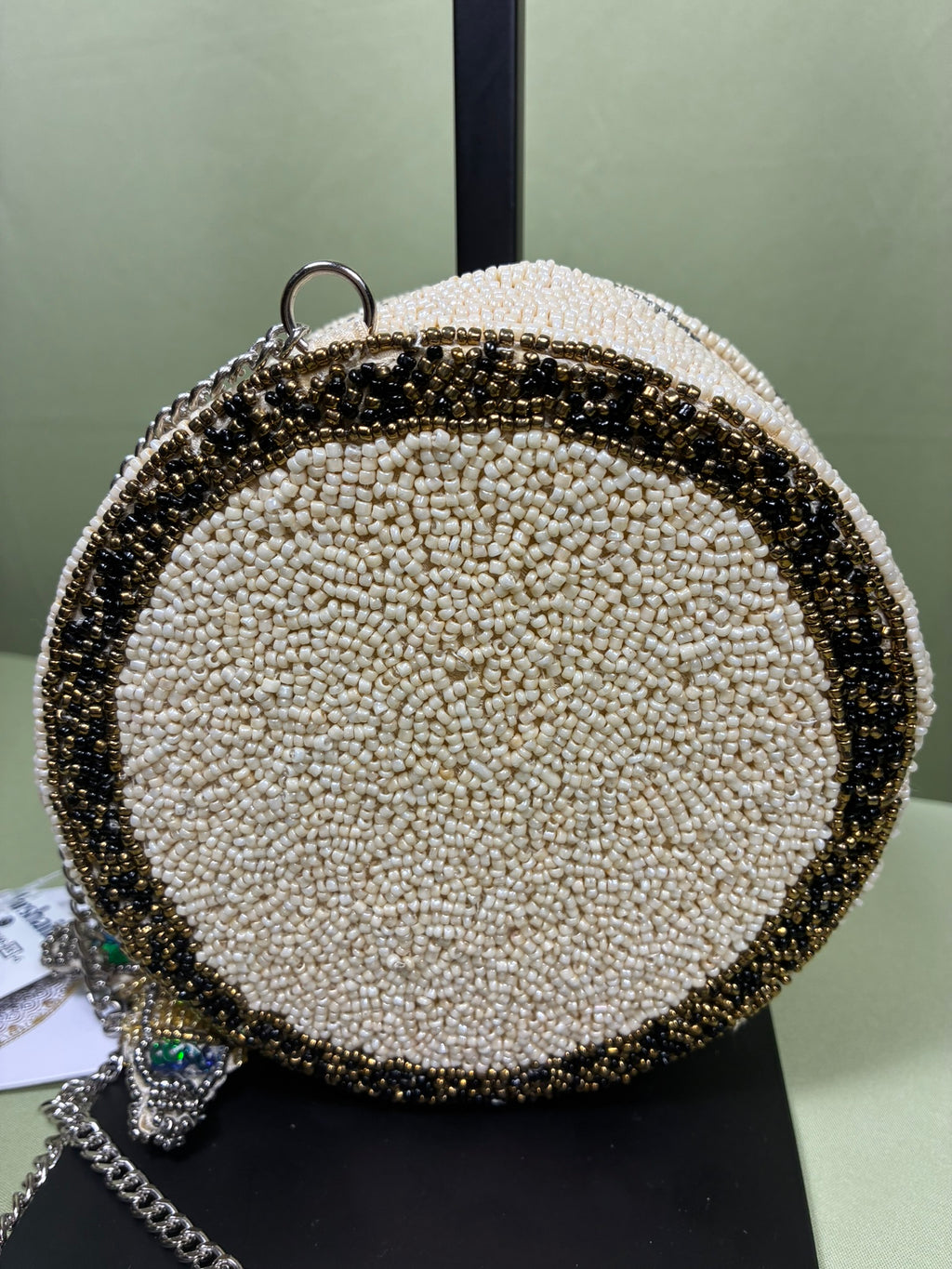 Beaded Caviar Chain Crossbody Bag