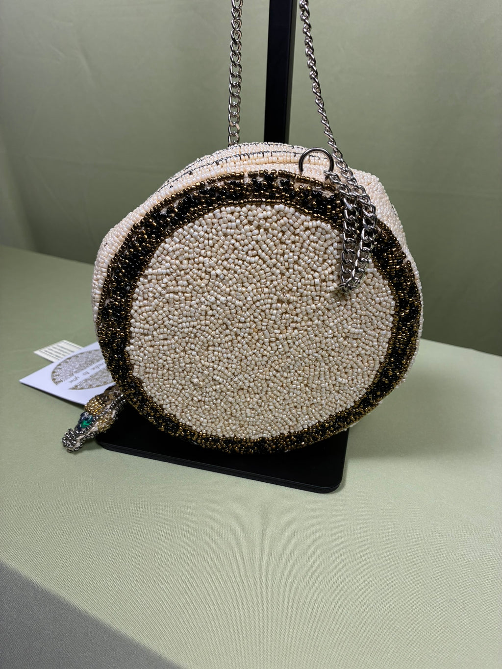 Beaded Caviar Chain Crossbody Bag