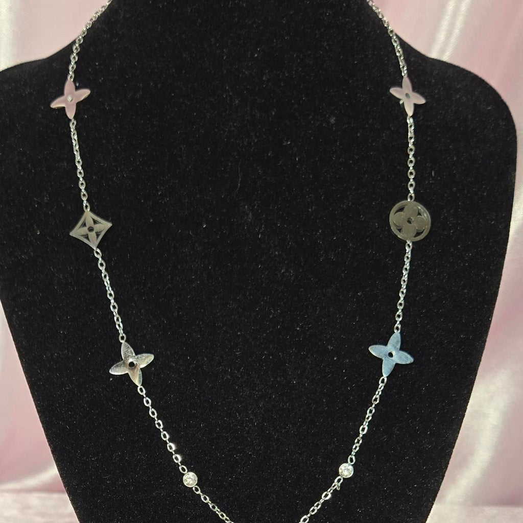 Silver Tone Designer-Inspired Monogram Necklace