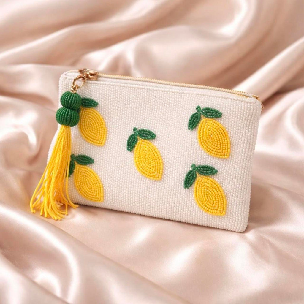 Lemon Beaded Clutch