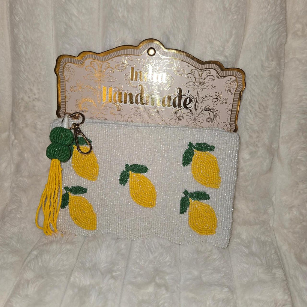Lemon Beaded Clutch