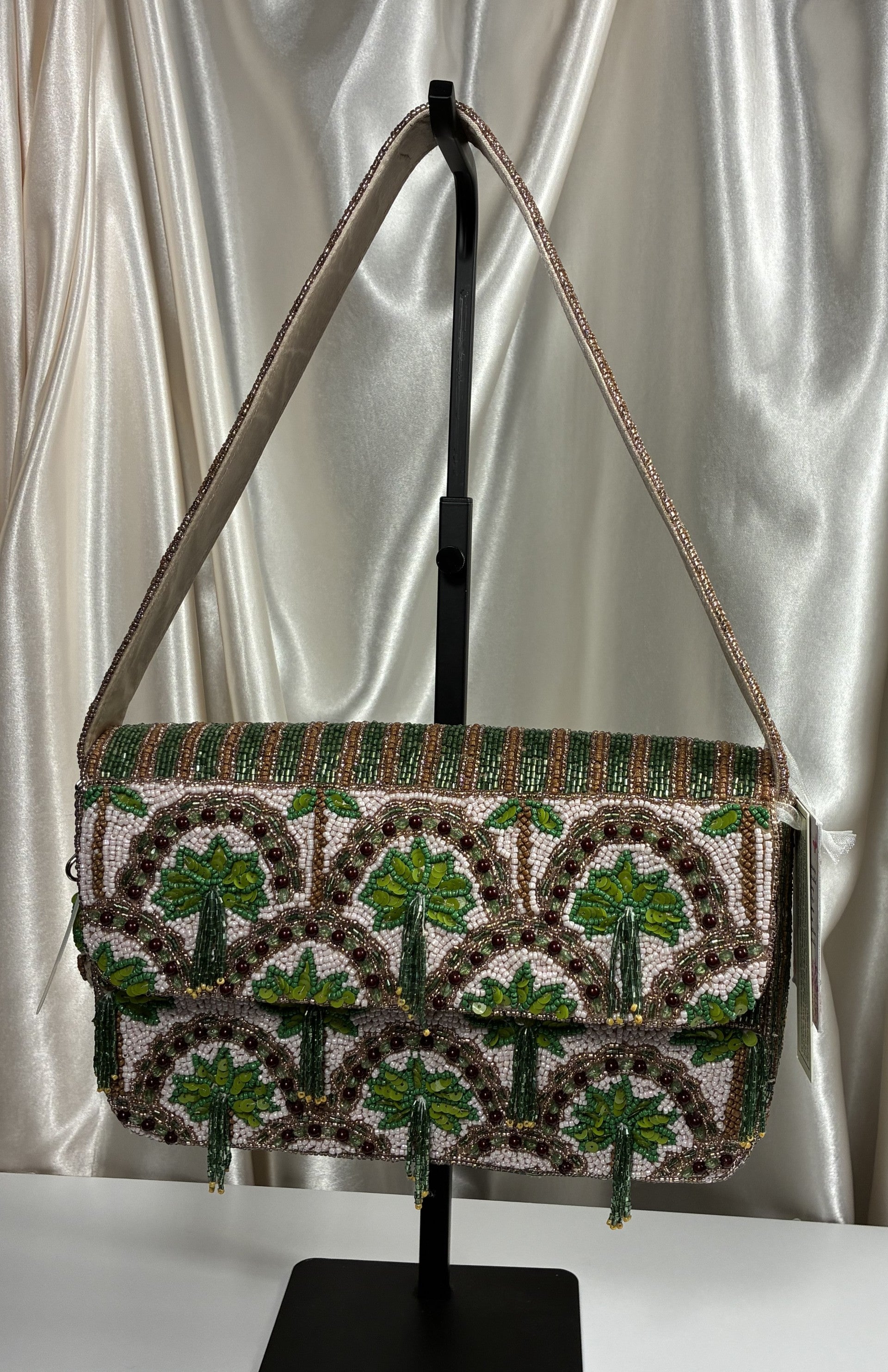 Tropical Palm Tree Beaded Handbag | Handmade Statement Purse | Vacation & Resort Style